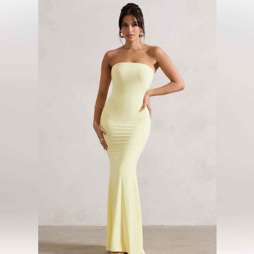 Club L London Ceremony Lemon Bandeau Maxi Dress